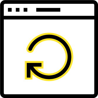 Icon of a web browser with a refresh icon in it