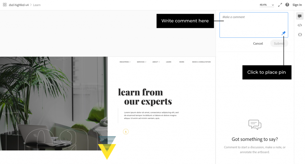 Leave a comment in AdobeXD